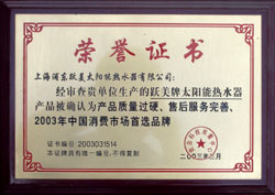 上海浦东跃美太阳能有限公司证书