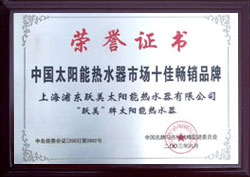 上海浦东跃美太阳能有限公司证书